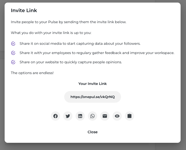 How do I send a Pulse to people using a QR code or link?
